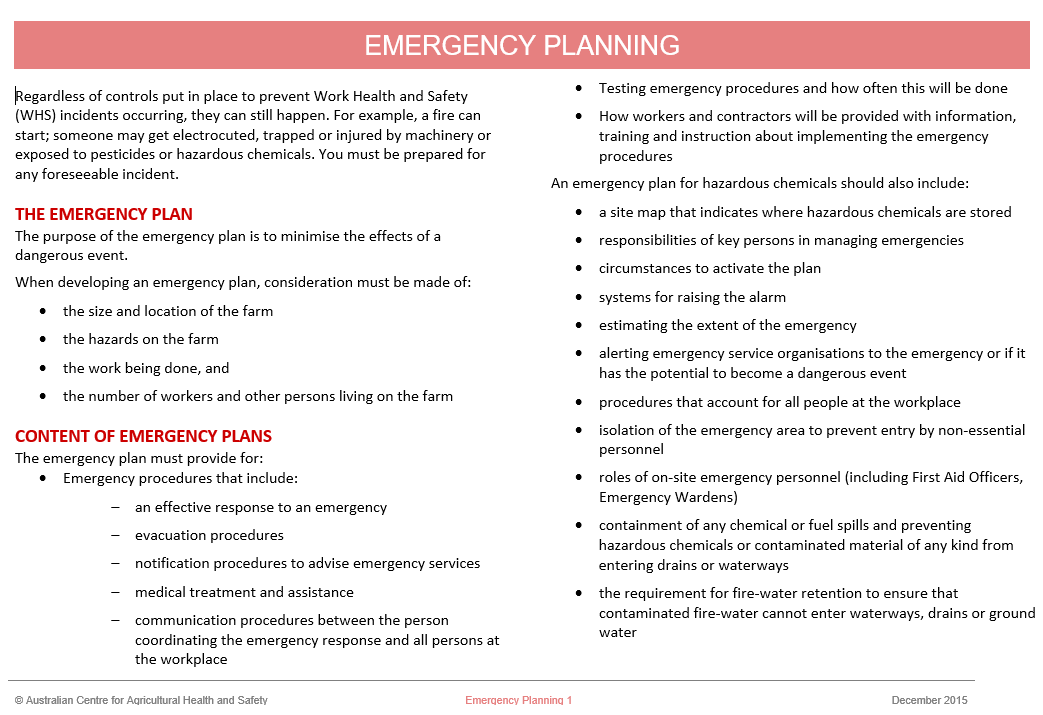 emergency planning – farm table
